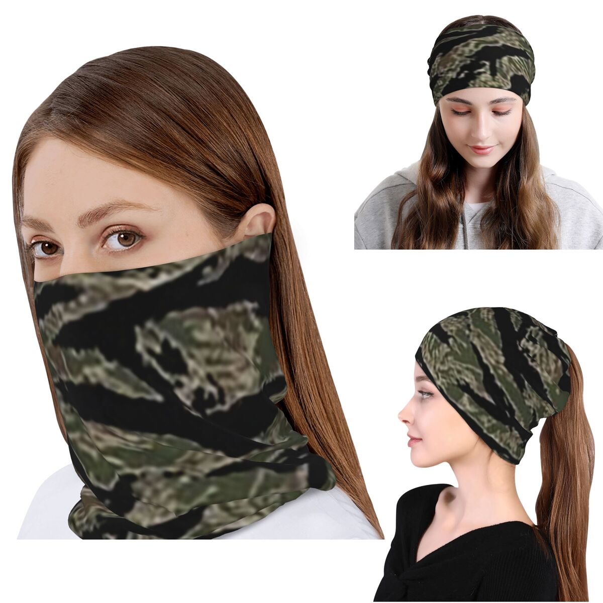 Knit Beanie Hat Warm - Tijgerstreep Camouflage Militaire Camo Bandana Halsbeenkap