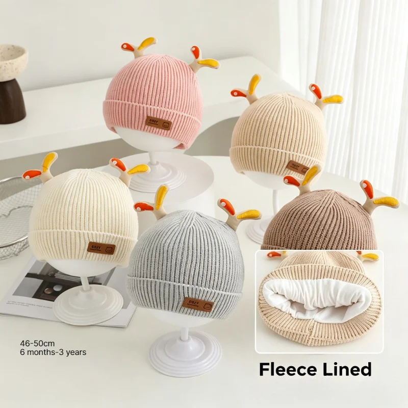Knit Beanie Hat Warm - Kinderhoed 46-50cm 6M-3Y Meisjesmuts Winter Buiten