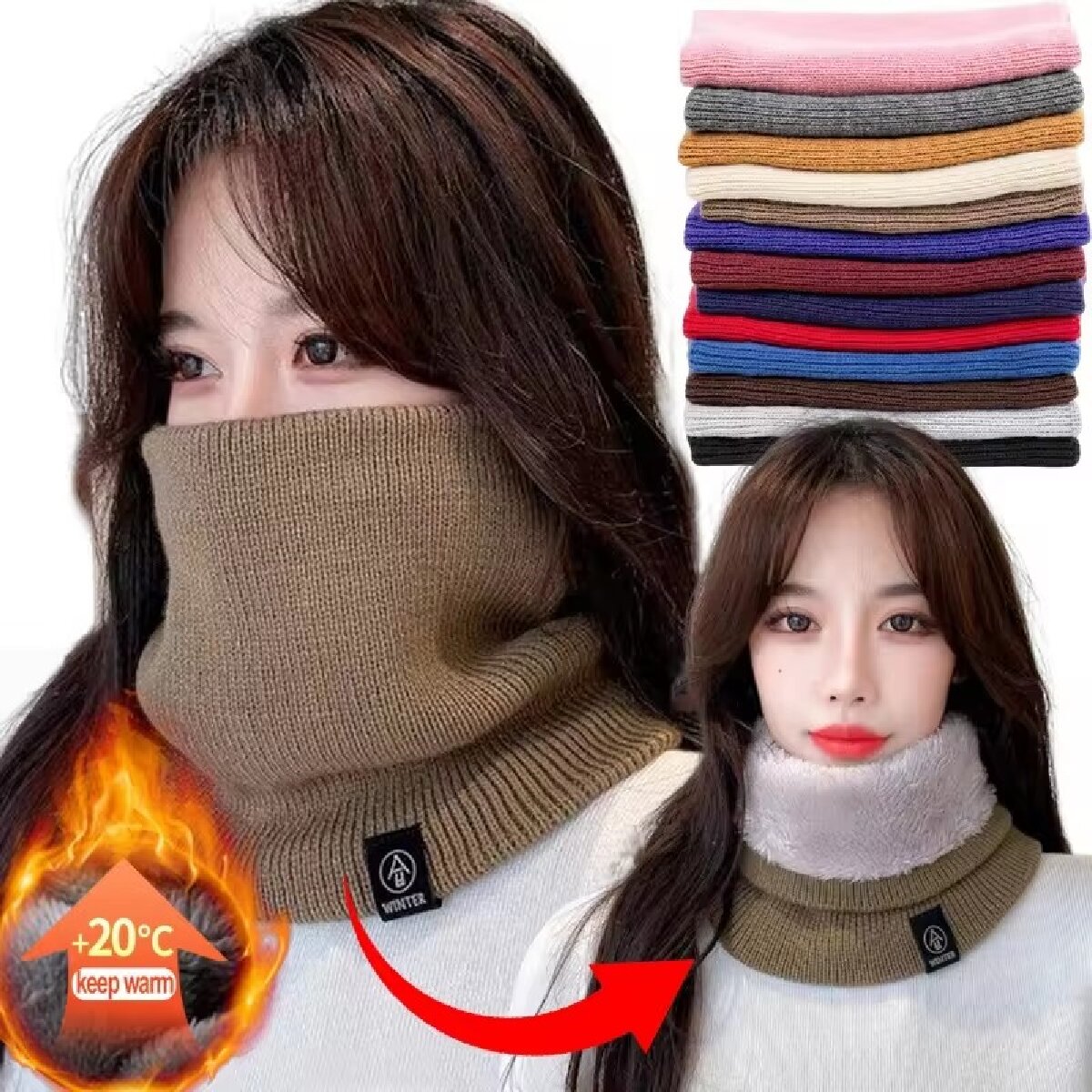 Winter Headband Fleece - Effen winterse pluche sjaal van wollen