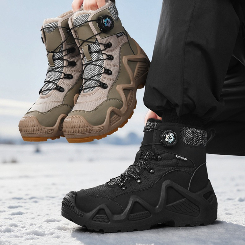 Waterproof Winter Boot - Winter hoge sneeuwfleece warme draaiknop Kleurblokken