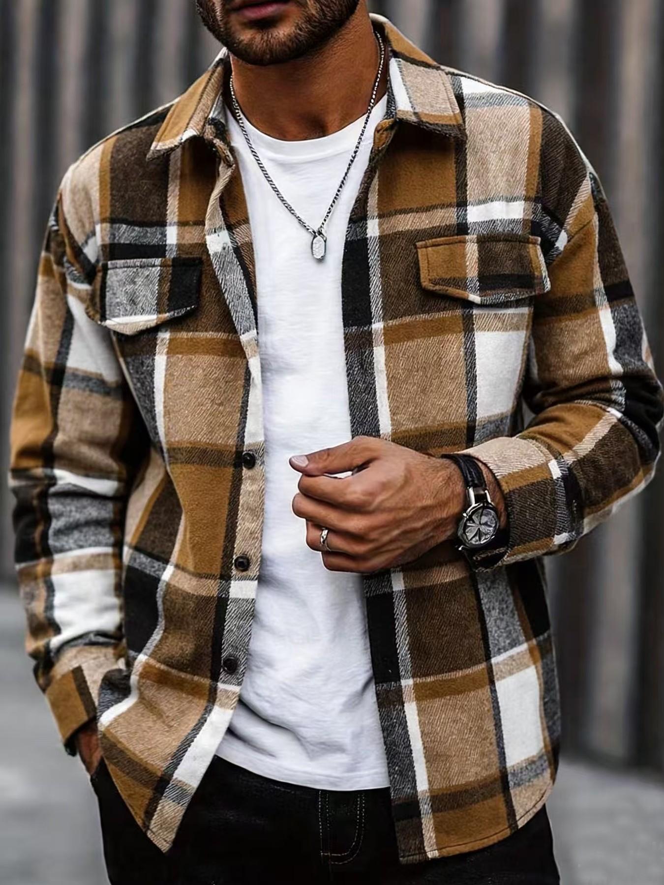 Flannel Shirt Lined - Retro geruite overhemd voor heren, casual