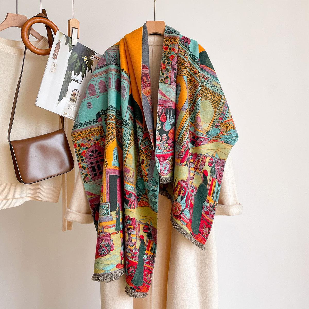 Cashmere Pashmina Wrap - Dames Imitatie Kasjmier Sjaal, Omkeerbare Hoofddoek,