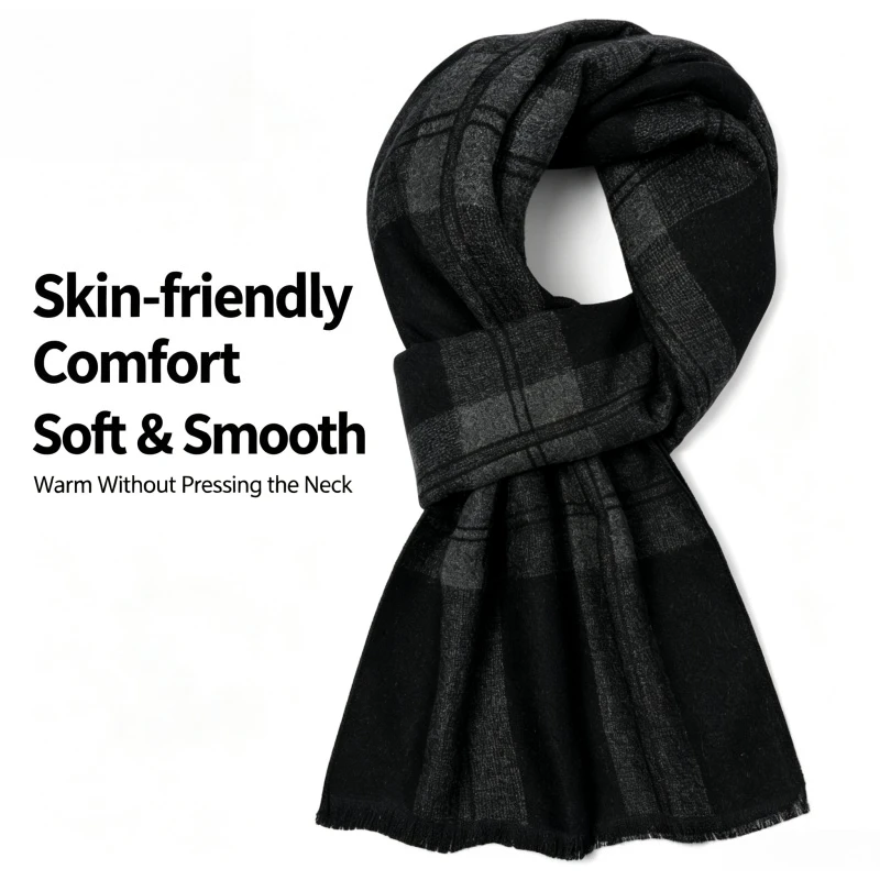Wool Scarf Men - 1 stuks Britse zwarte en grijze