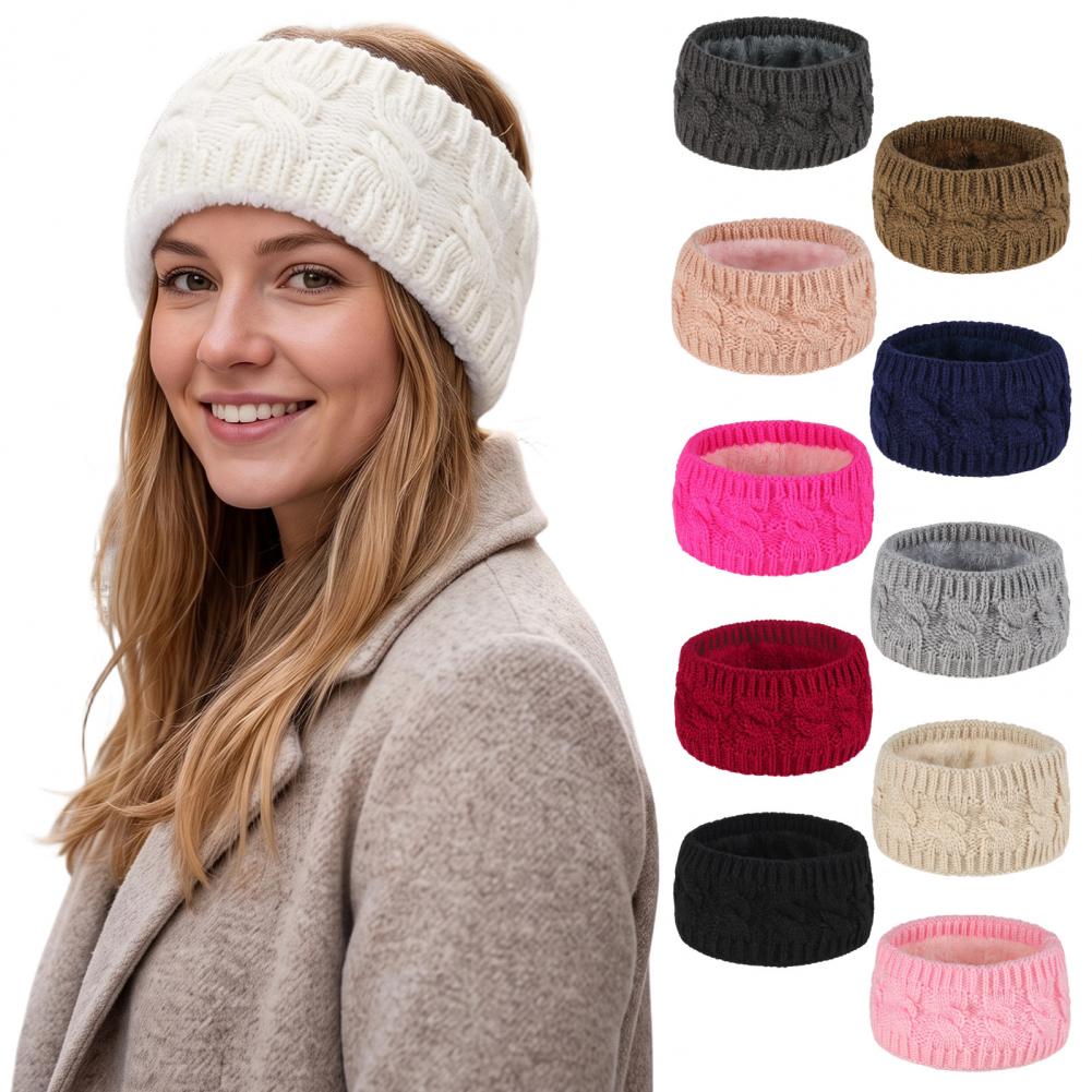 Fleece Ear Warmer Band - Winterhardloopuitrusting voor vrouwen, gebreide winterhoofdband voor