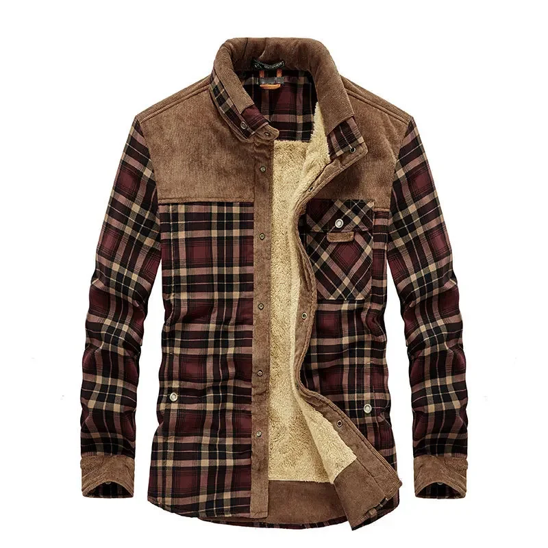 Flannel Shirt Lined - Mannen Plaid Shirts Winter Jassen Fleece